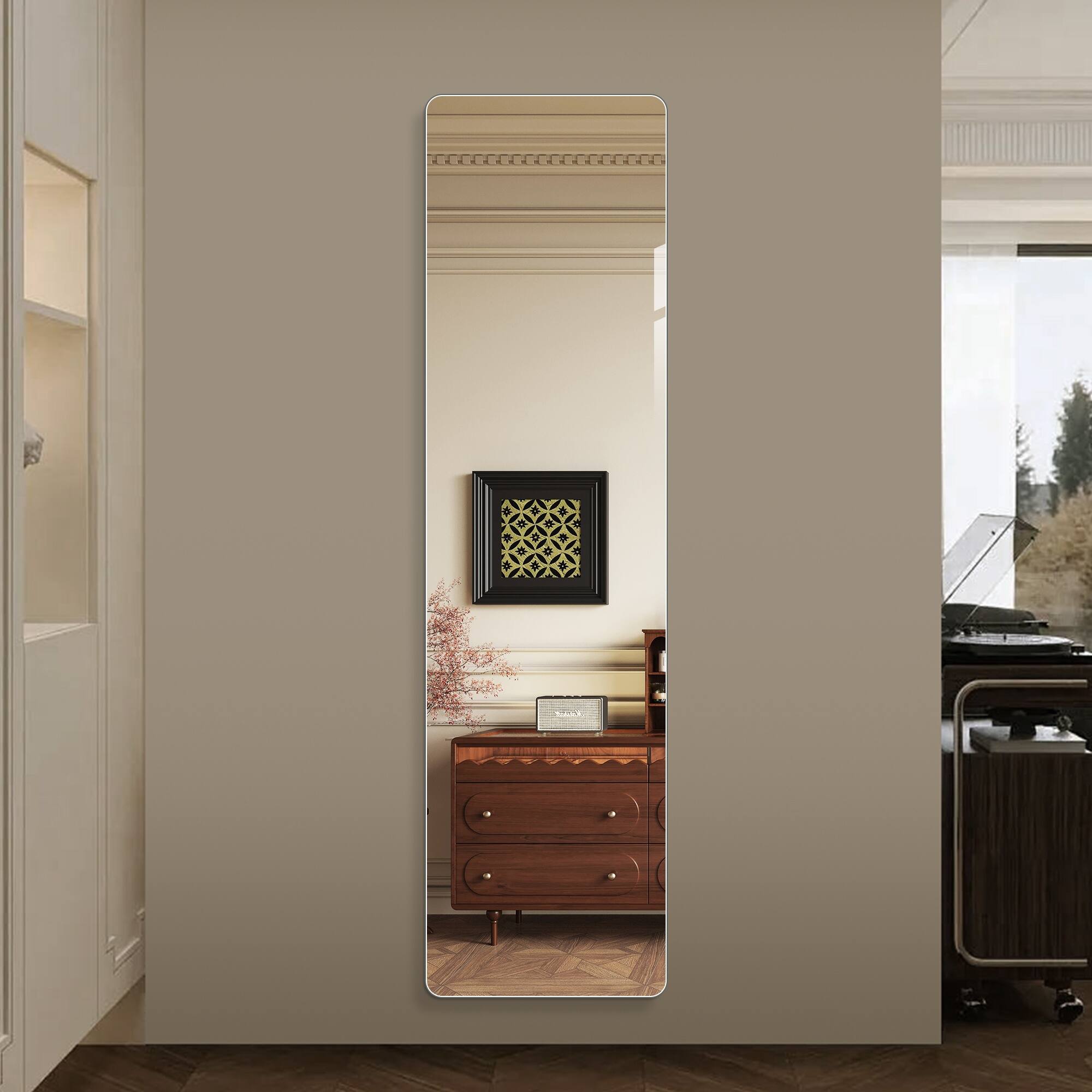 Left. Boyel Living - 16 in x 59 in Rectangular Full-Length Wall Mirror with Copper-Free Silver Glass - Clear.