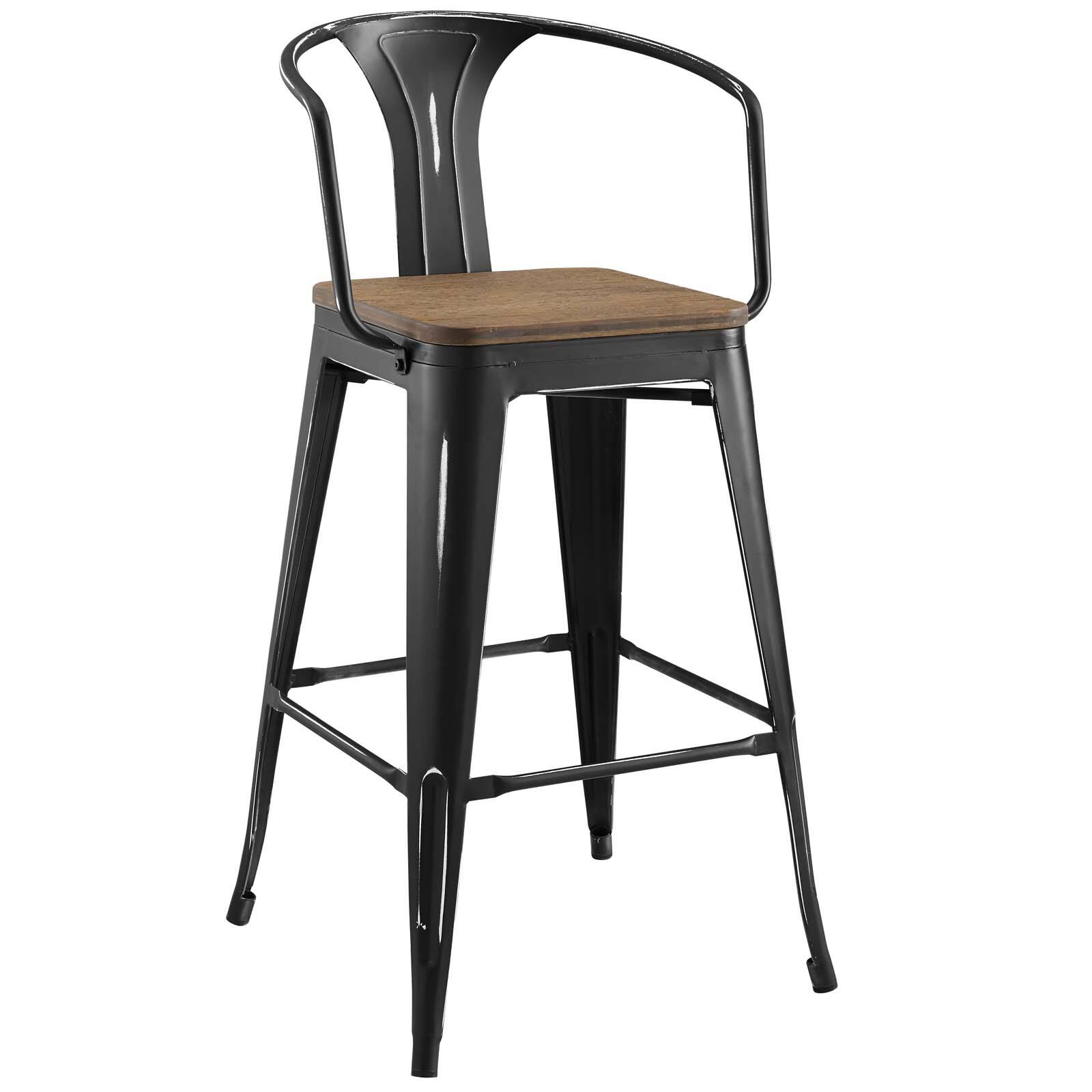 Left. Modway - Promenade Bar Stool Set of 4 by Modway - Black.
