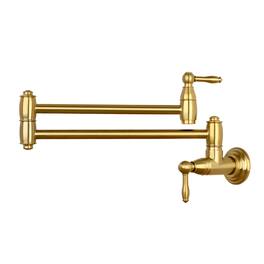 Wall-Mounted Solid Brass Pot Filler Kitchen Faucet with Dual Joint Swing Arms for Stovetop