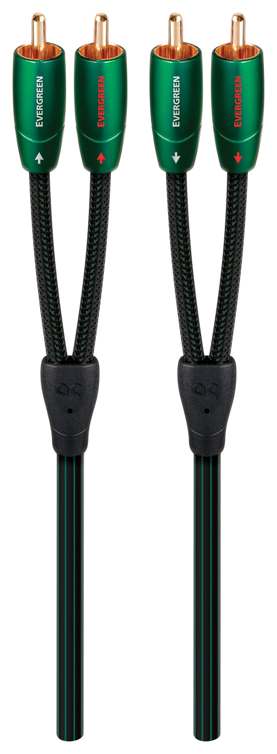 Angle View: AudioQuest - Evergreen 52.5' RCA-to-RCA Interconnect Cable - Black/Green