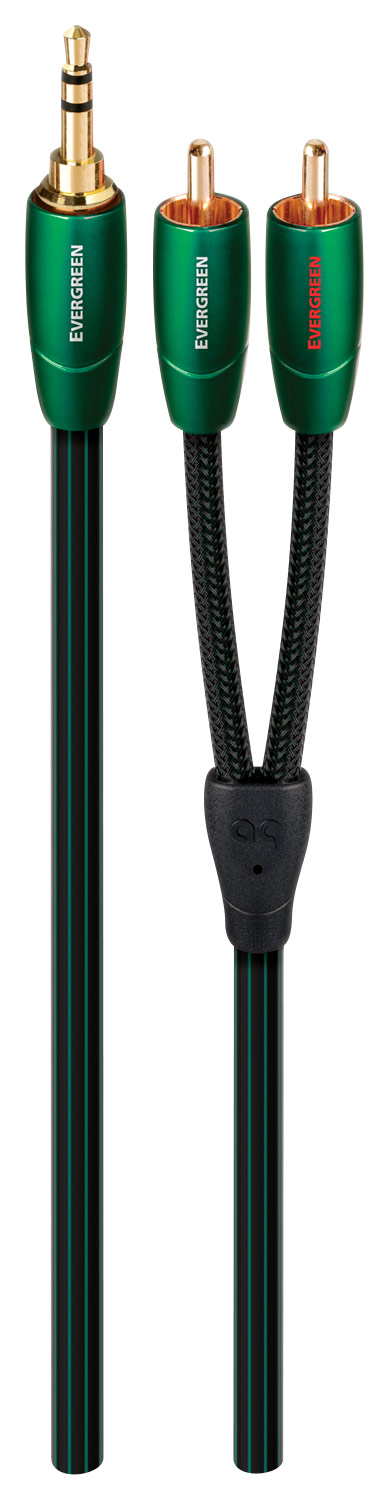 Angle View: AudioQuest - Evergreen 6.6' 3.5mm-to-RCA Interconnect Cable - Green