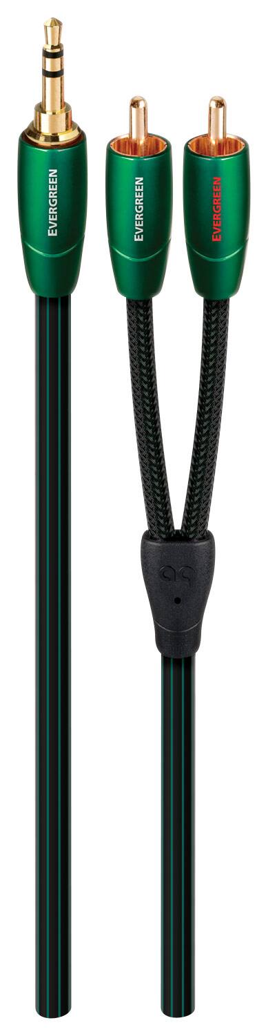 Angle. AudioQuest - Evergreen 3.5mm Mini > RCA 9.8' Analog Audio Interconnect Cable - Green on Black.