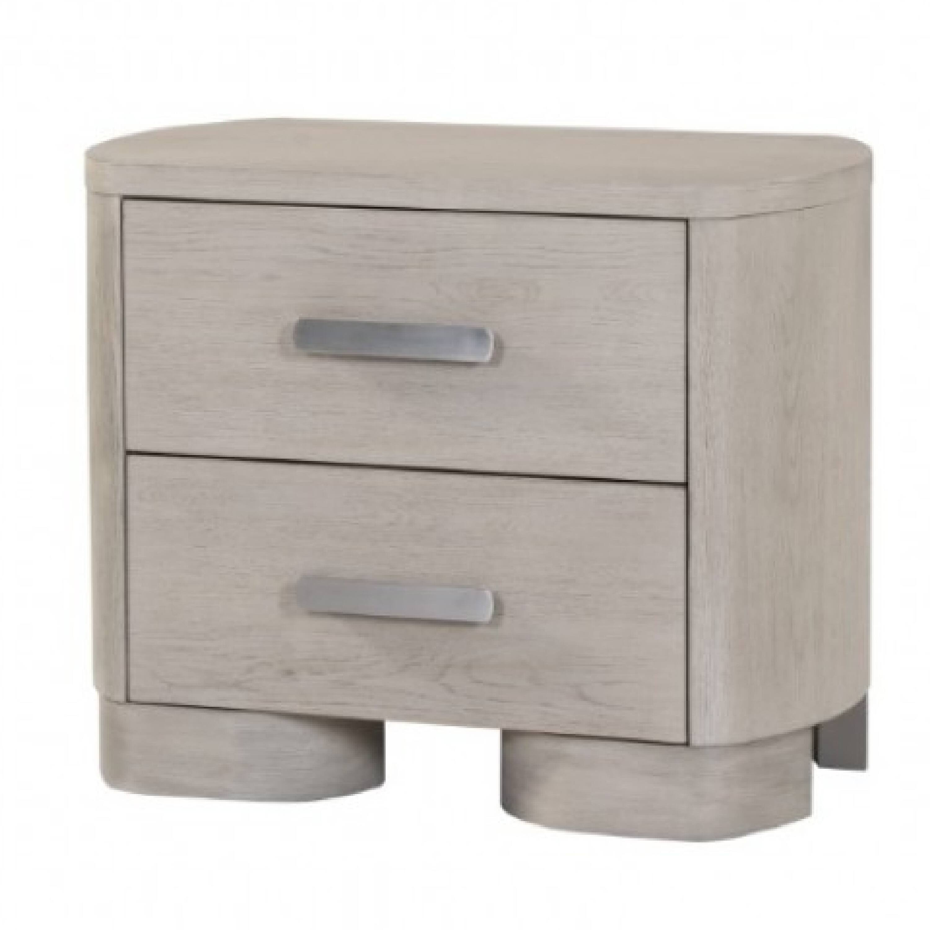 Alt View 1. Manhattan Lane - Celly Nightstand with USB Ports and 2 Drawers - White Oak, Pewter.