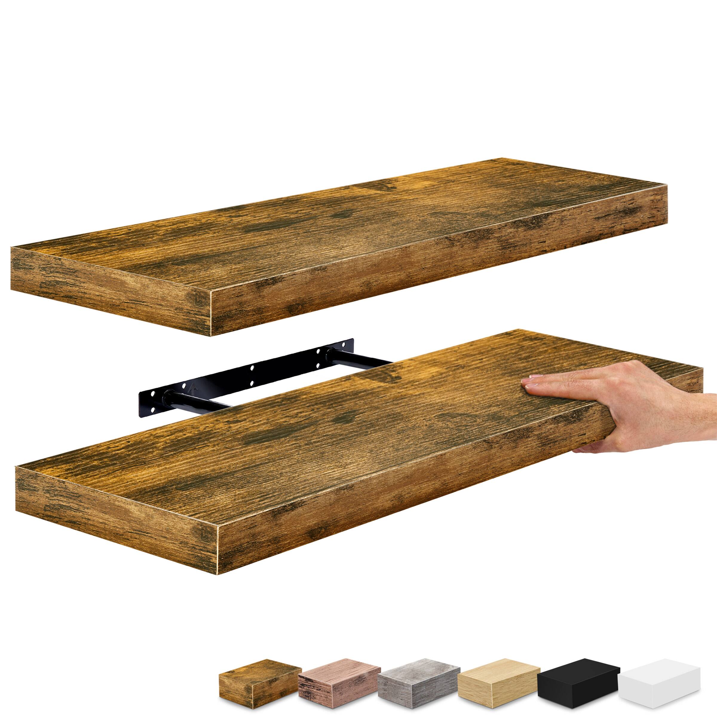 2 Pack (24"x9") Sorbus Floating Wall Shelves for Bedroom, Decor, Kitchen, Living Room - for Trophies, Frames, Bookshelf - Brown