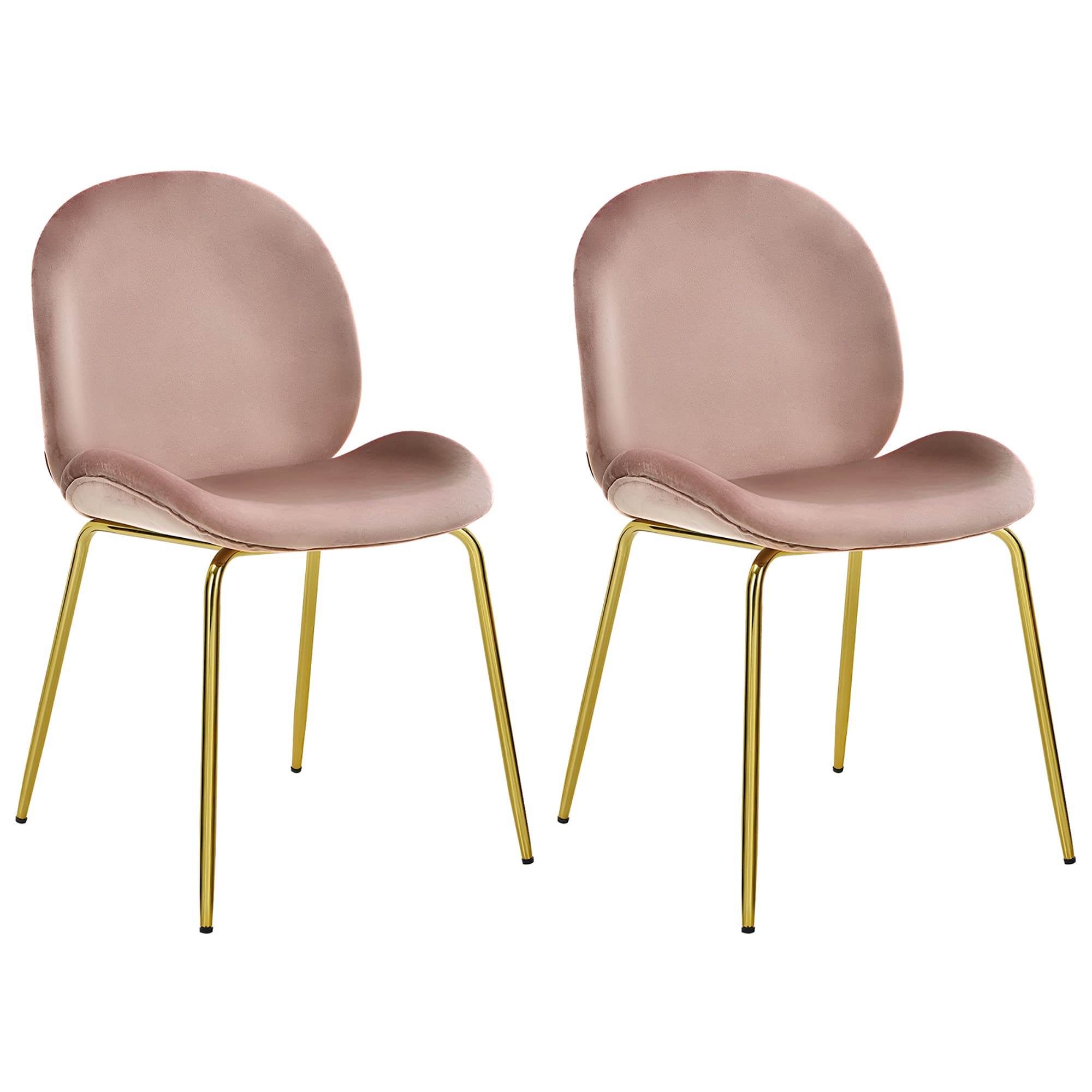 Front. Costway - Set of 2 Velvet Accent Chairs Dining Side Chairs w/Gold Metal Legs - Pink.