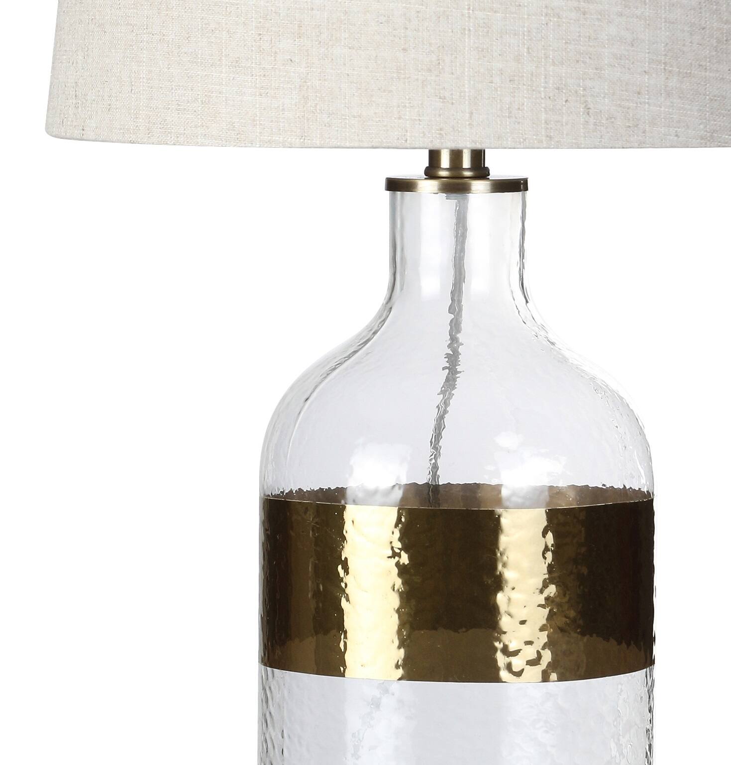Alt View 3. Jonathan Y - Stevens 25.5" Glass LED Table Lamp, Clear/Brass - Gold.