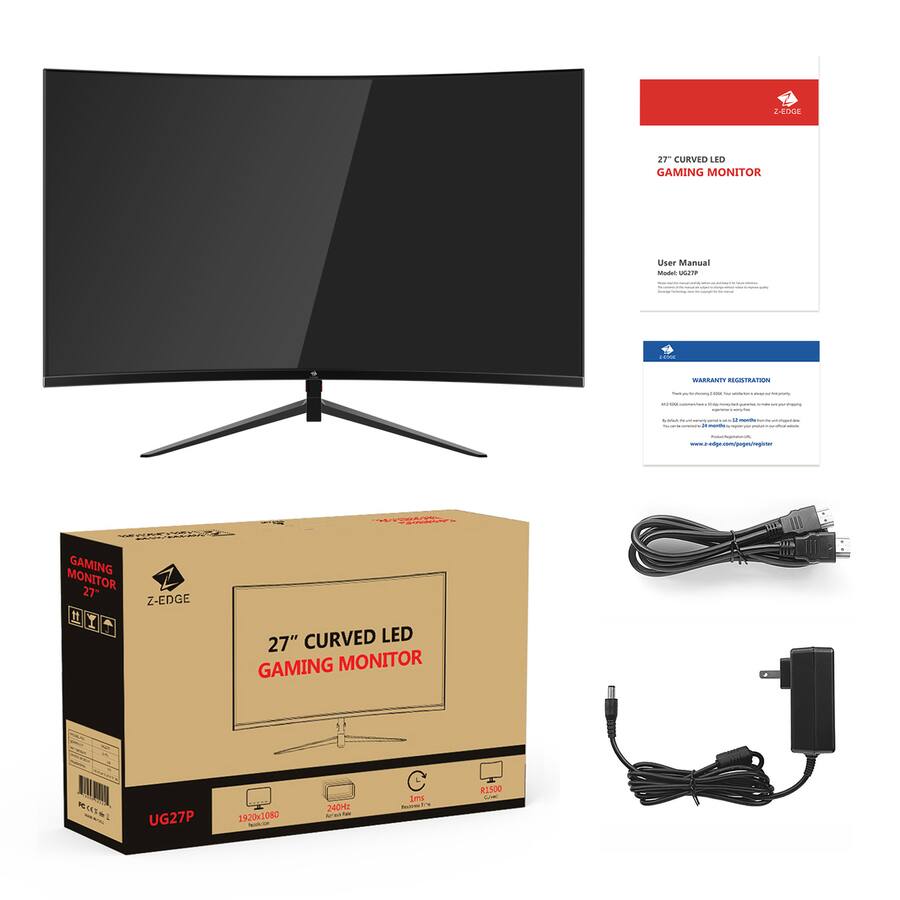 Z Z Edge UG27P 27 inch 1080P Full HD 1920 x 1080 280 Hz 1 ms Curved ...