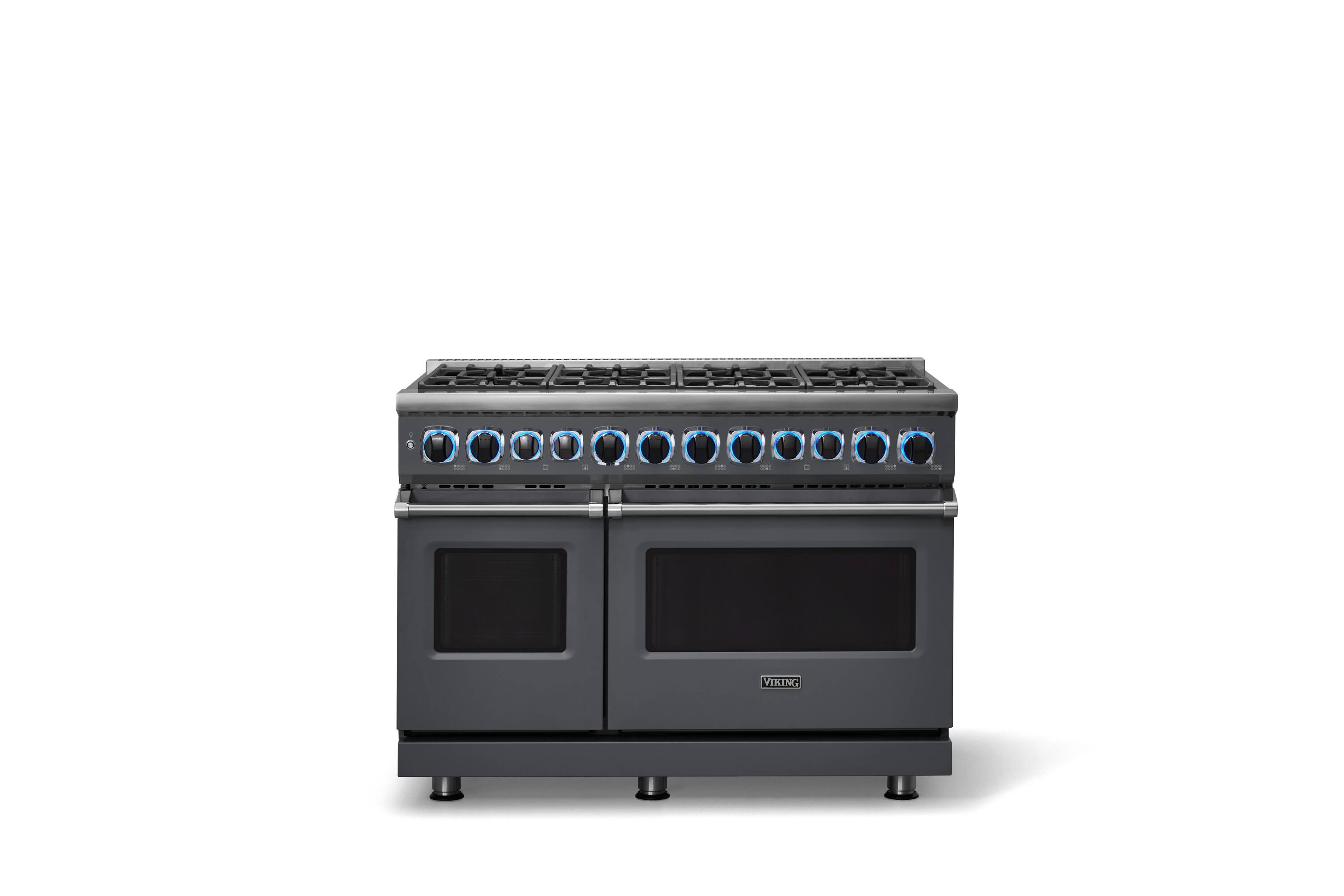 Alt View 4. Viking - 48 in. Wide 8 Burner 7-Series Dual Fuel Self-Clean Range  - Cast Black.
