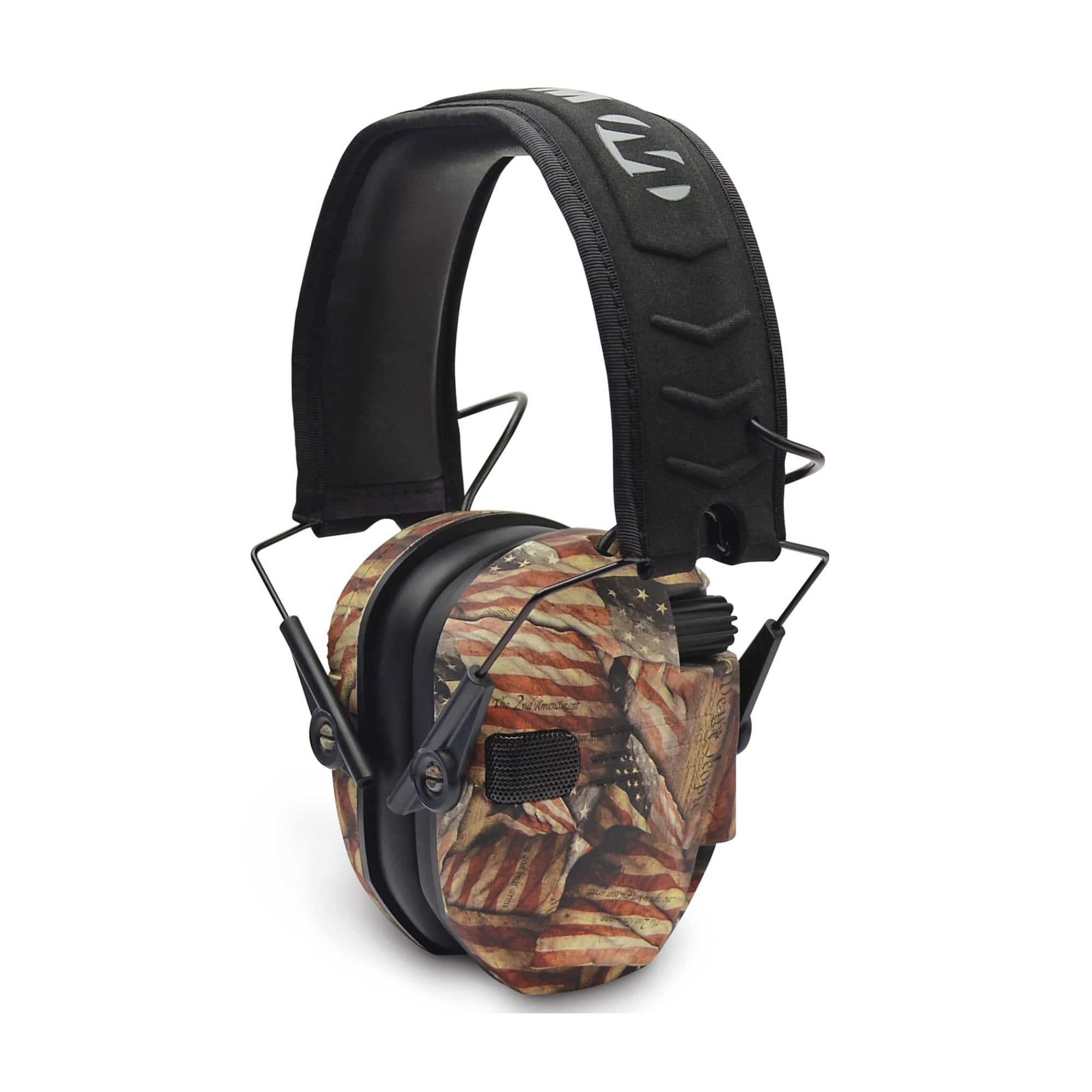 WAO - Walker's Razor Slim Electronic Shooting Ear cover (American Flag), Hearing Protection - Black