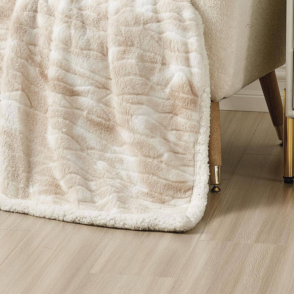 Alt View 2. Noble House - Plazatex Alaska Sherpa Decorative Super Soft Throw Blanket for Sleep/Decor 50" X 60" Beige - Beige.
