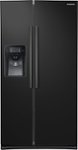 Front. Samsung - 24.5 Cu. Ft. Side-by-Side Refrigerator with Thru-the-Door Ice and Water - Black.