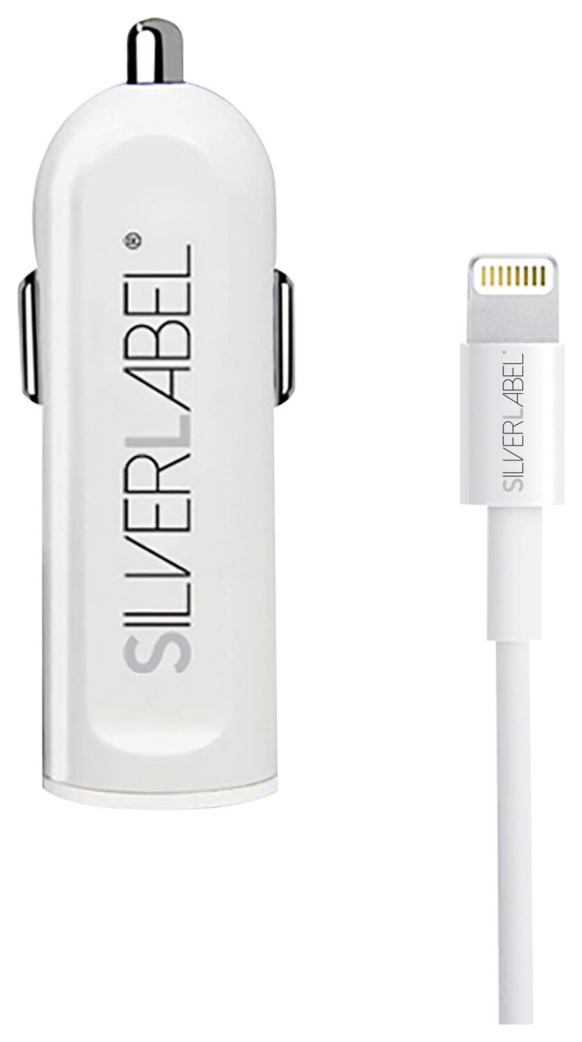Front. Silver Label - Lightning Vehicle Charger - White.