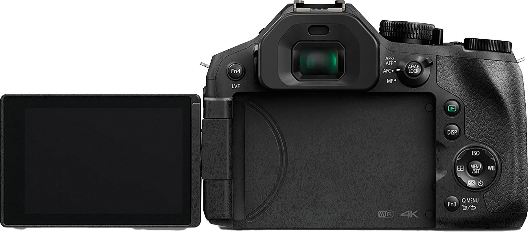 Left View: Panasonic - LUMIX FZ300 1/2.3-inch 12.1-Megapixel Sensor Point and Shoot Digital Camera with LEICA DC 24X F2.8 Zoom Lens - Black