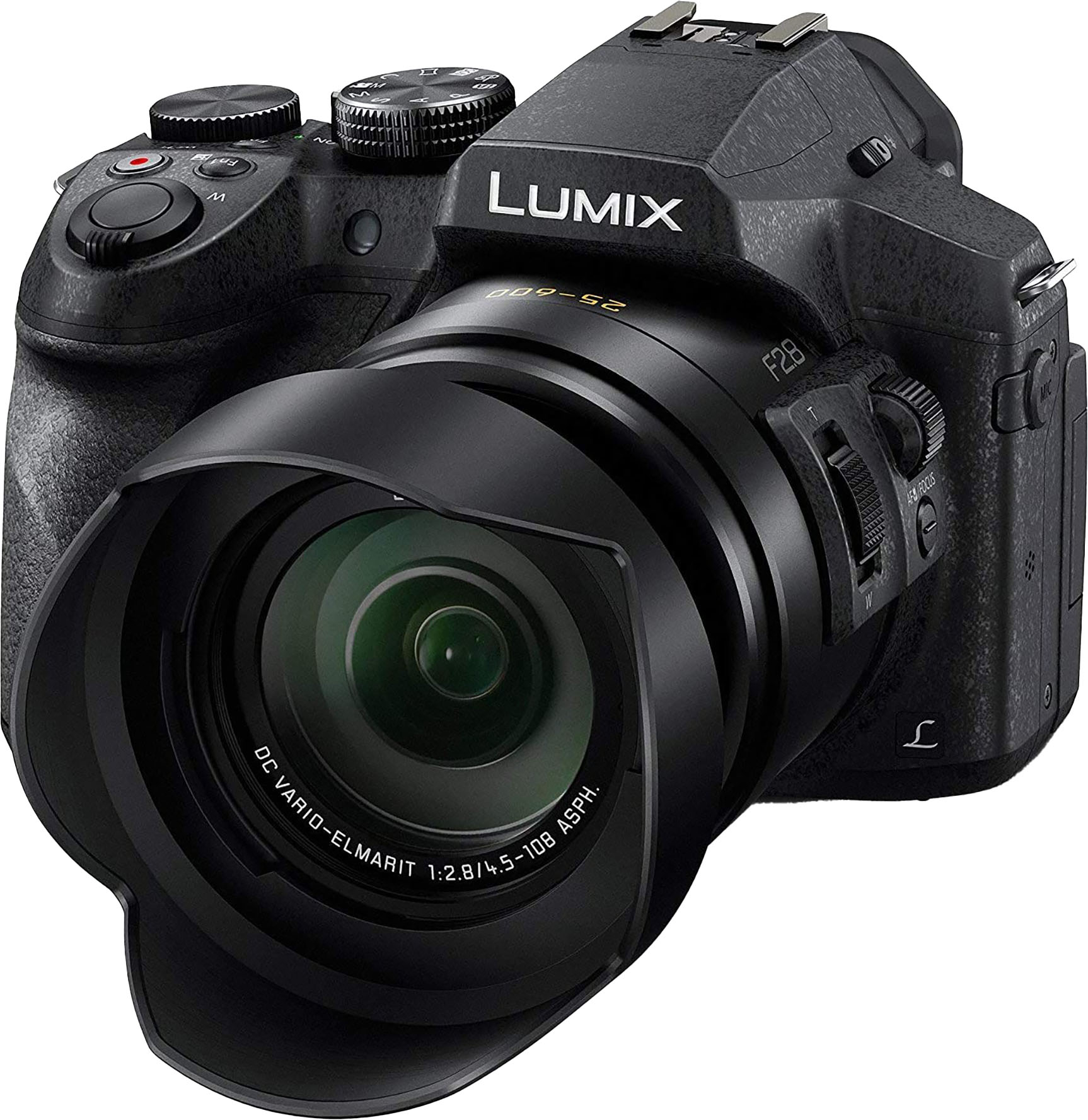 Angle View: Panasonic - LUMIX FZ300 1/2.3-inch 12.1-Megapixel Sensor Point and Shoot Digital Camera with LEICA DC 24X F2.8 Zoom Lens - Black