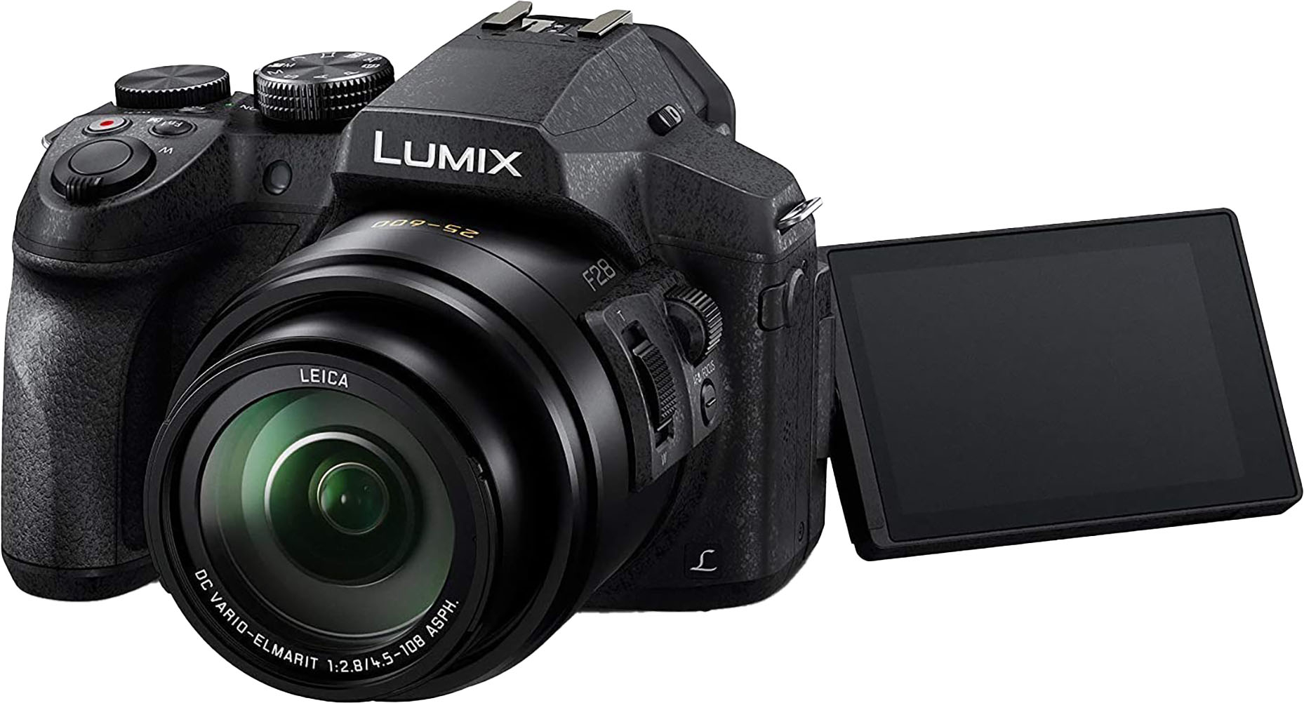 Back View: Panasonic - LUMIX FZ300 1/2.3-inch 12.1-Megapixel Sensor Point and Shoot Digital Camera with LEICA DC 24X F2.8 Zoom Lens - Black