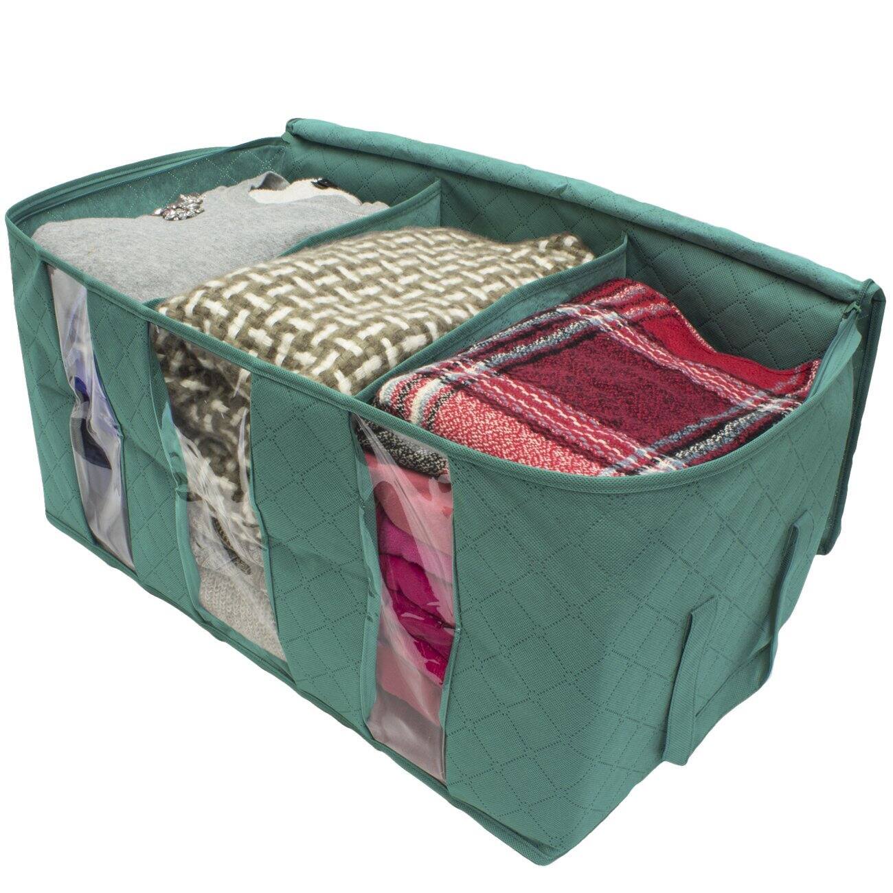 Alt View 2. Sorbus - Sorbus 1-Pc Foldable Storage Bag Organizers, 3 Sections, Great for Clothes, Blankets, Closets, Bedrooms, and More - Teal.