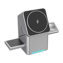 YONWAY - Touch Rotating 3 in 1 Magnetic Wireless Charger Stand, Fast Charging Wireless Dock Auto for iPhone, Watches, Airpods