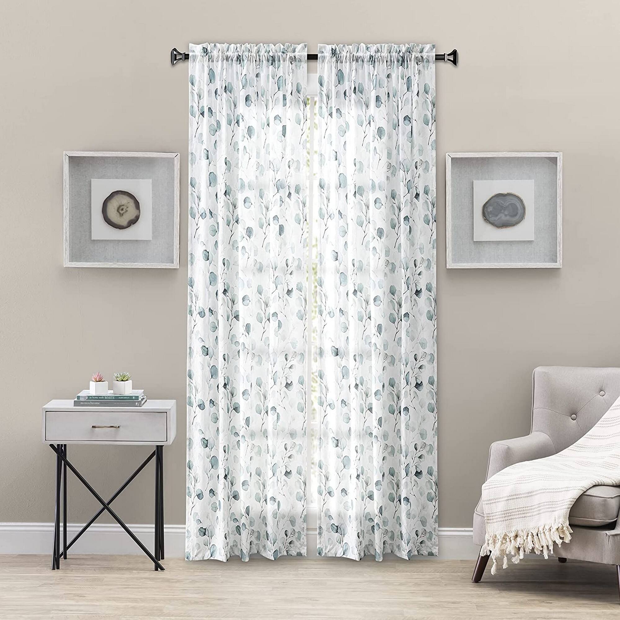 Ellis Curtain - Eucalyptus Crushed Taffeta Rod Pocket Tailored Panel - 48x63" - Spa