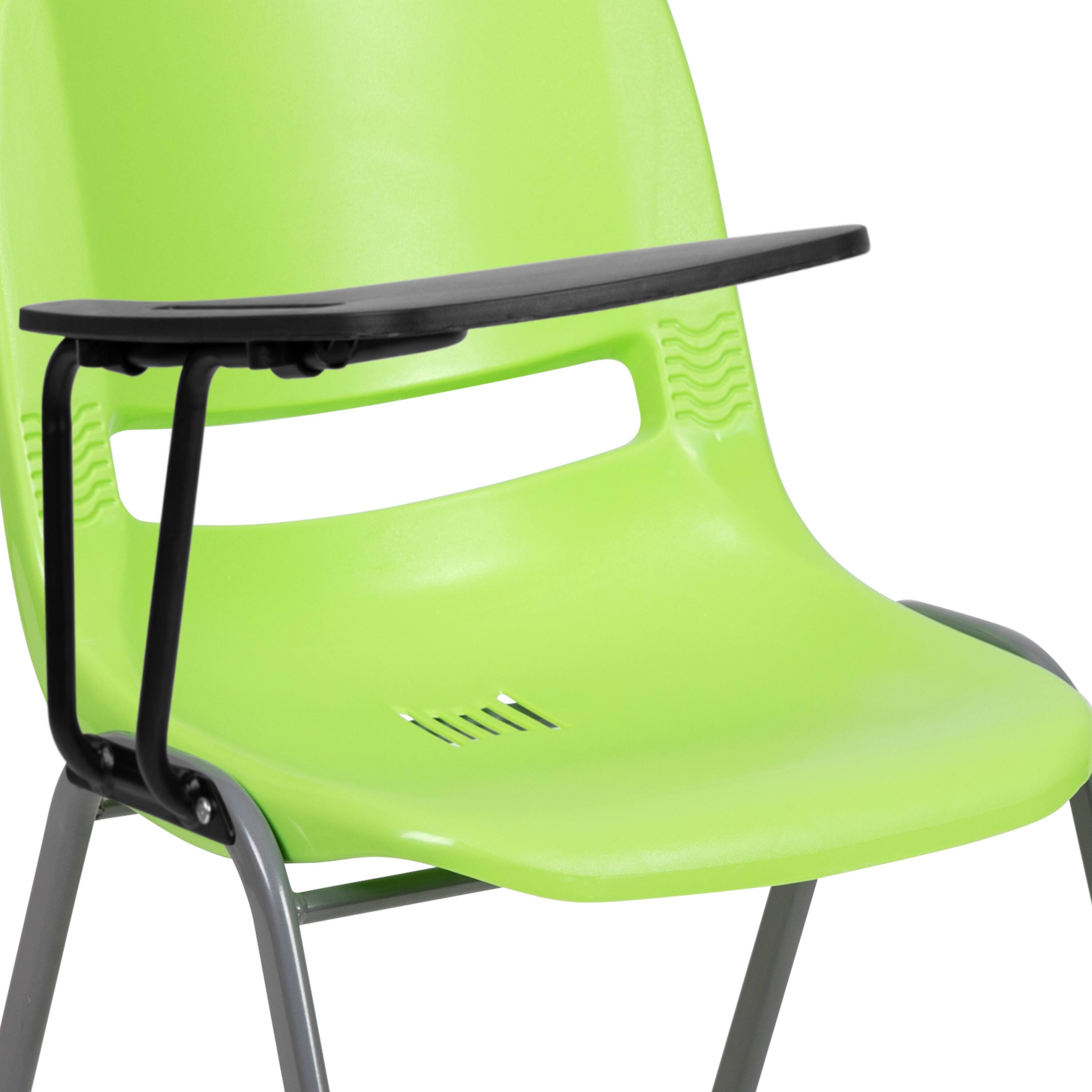 Alt View 10. Emma + Oliver - Ergonomic Shell Chair with Right Handed Flip-Up Tablet - Tablet Arm Desk - Green.