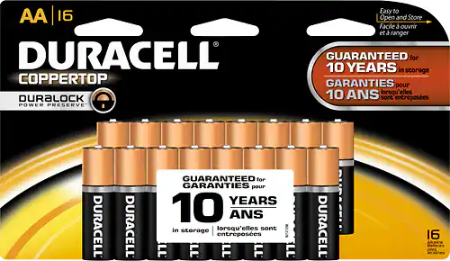 Front. Duracell - AA Batteries (16-Pack) - Black.