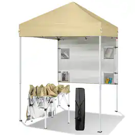 Winado - 5x5 ft Pop Up Canopy Tent, Outdoor Small Gazebo with Backpack, Patio Slant Leg with 1 Sidewall, Portable Easy Up