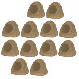 Theater Solutions by Goldwood - 12R6S Outdoor 6.5" Rock 12 Piece Speaker Set for Deck Pool Spa Yard Garden - Sandstone