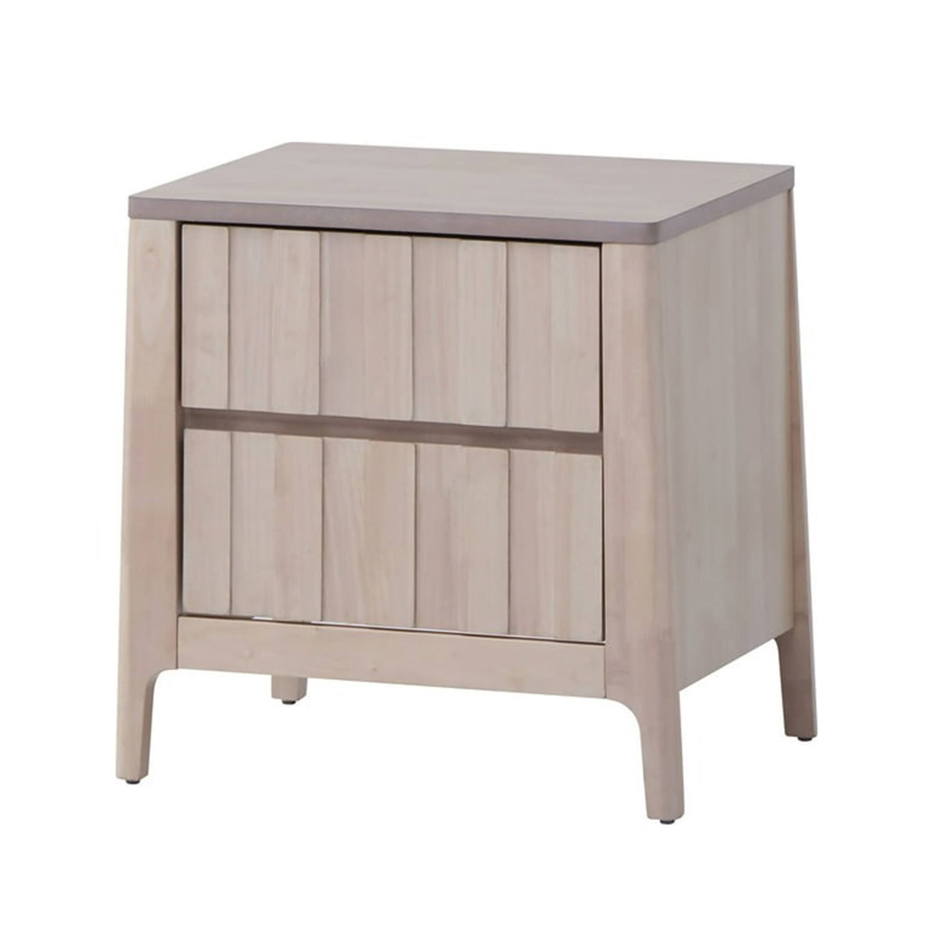Front. Manhattan Lane - Vasu Nightstand, 2 Drawers, Solid Rubberwood, 21 Inch - White Wash.