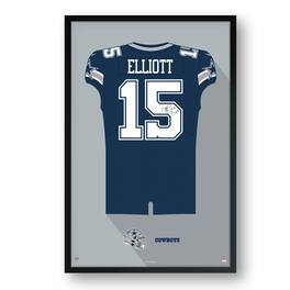 Sporticulture - Ezekiel Elliott Dallas Cowboys 14" x 20" Framed Jersey Art Print - Multicolor
