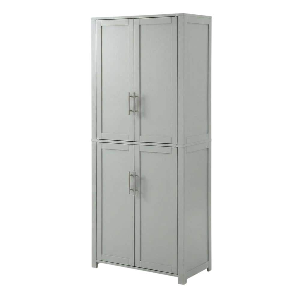 FurniFact - Tall Kitchen Pantry Cabinet, MDF Birch Veneer Freestanding - Gray