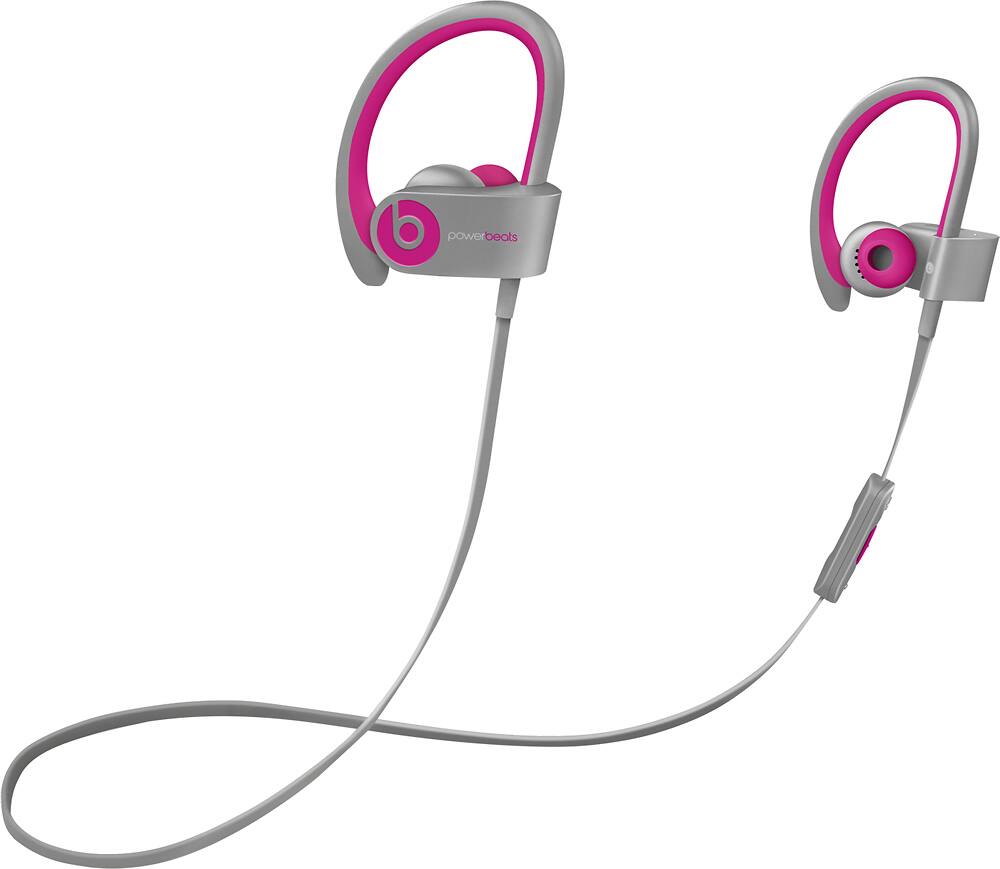 Front. Beats - Geek Squad Certified Refurbished Powerbeats2 Wireless Earbud Headphones - Pink/Gray.