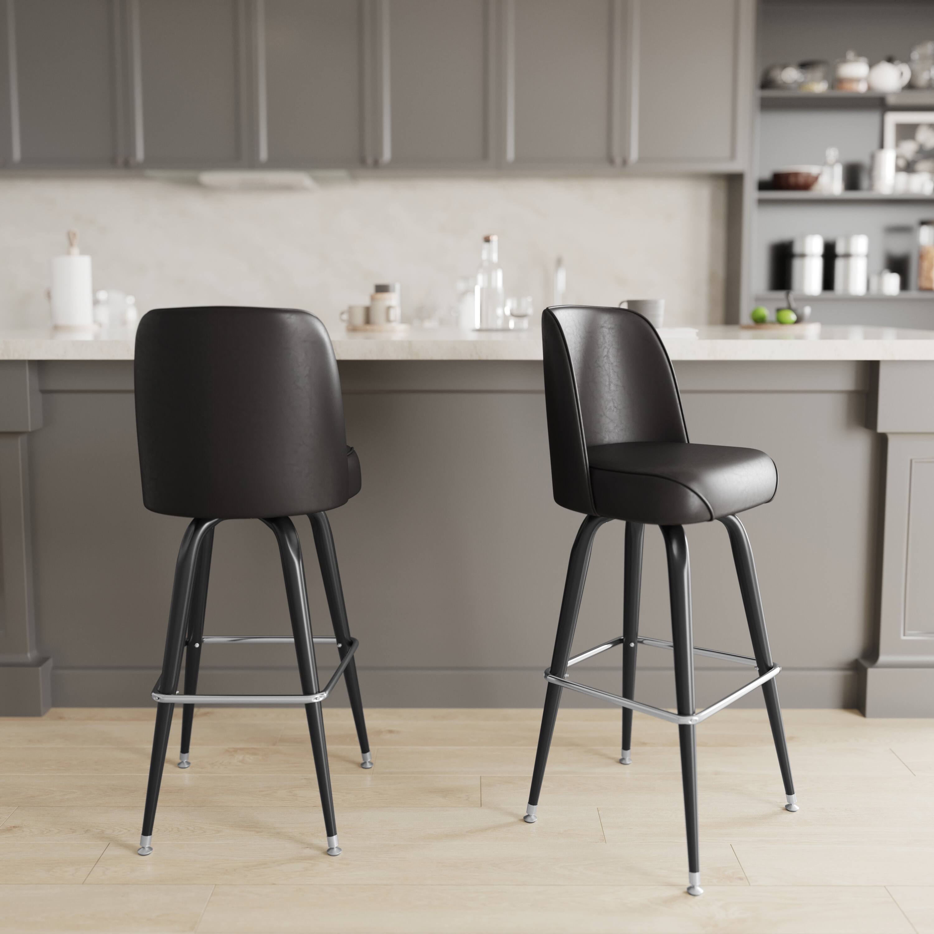 Alt View 3. Emma + Oliver - Metal Barstool with Swivel Bucket Seat - Dark Brown.
