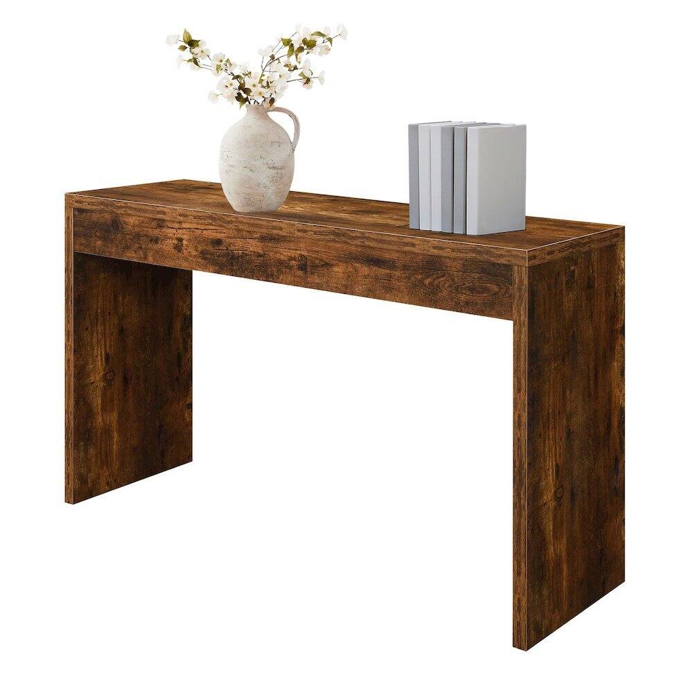 Angle. FurniFact - Console Desk, Brown, 48 Inch - Barnwood.