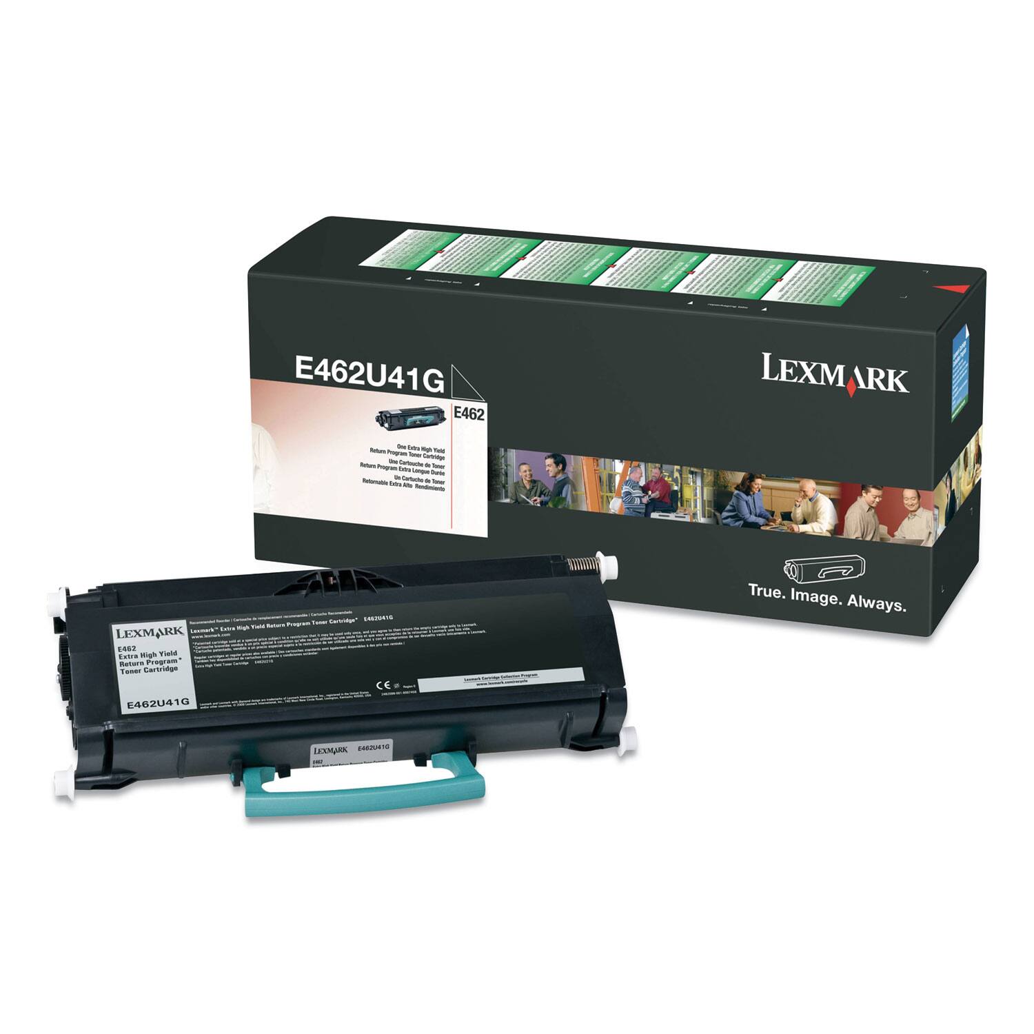 E462U41G  
E462  
LEXMARK ARK  

LEXMARK  
E462U41G  
Extra High Yield Toner Cartridge  
E462  

True. Image. Always.  

LEXMARK  
E462U41G  
Extra High Yield Toner Cartridge  
E462