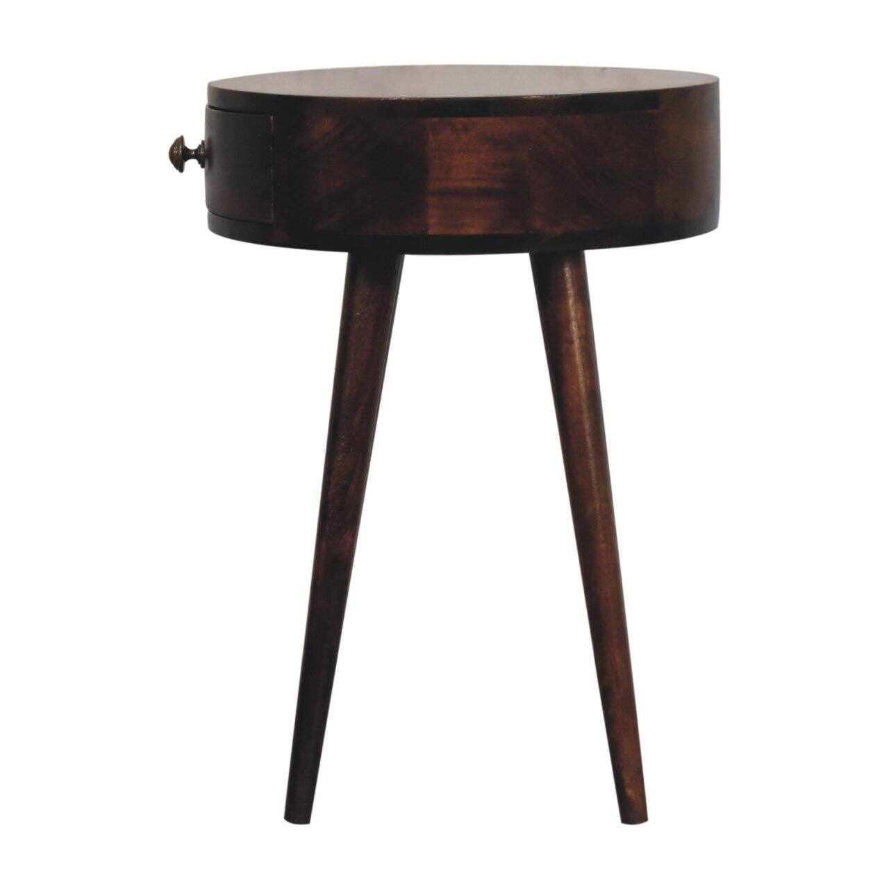 Alt View 5. Artisan Furniture - Artisan Furniture Solid Wood, Nordic California Walnut Circular Shaped Bedside, 1 Drawer, Nordic Legs, Dark Brown - Walnut Finish.