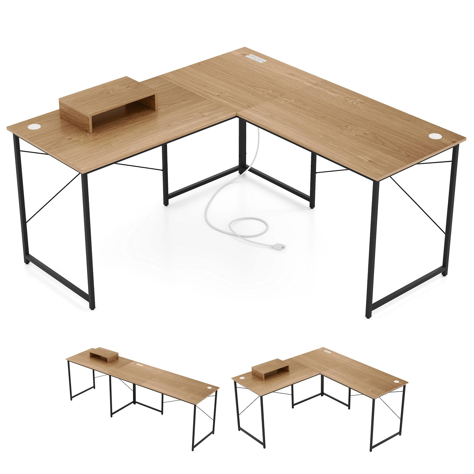 Gymax L Shaped Reversible Computer Desk 2 Person Long Table w
