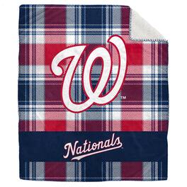 Pegasus - Washington Nationals 50" x 60" Plaid Flannel Sherpa Plush Blanket - Multicolor