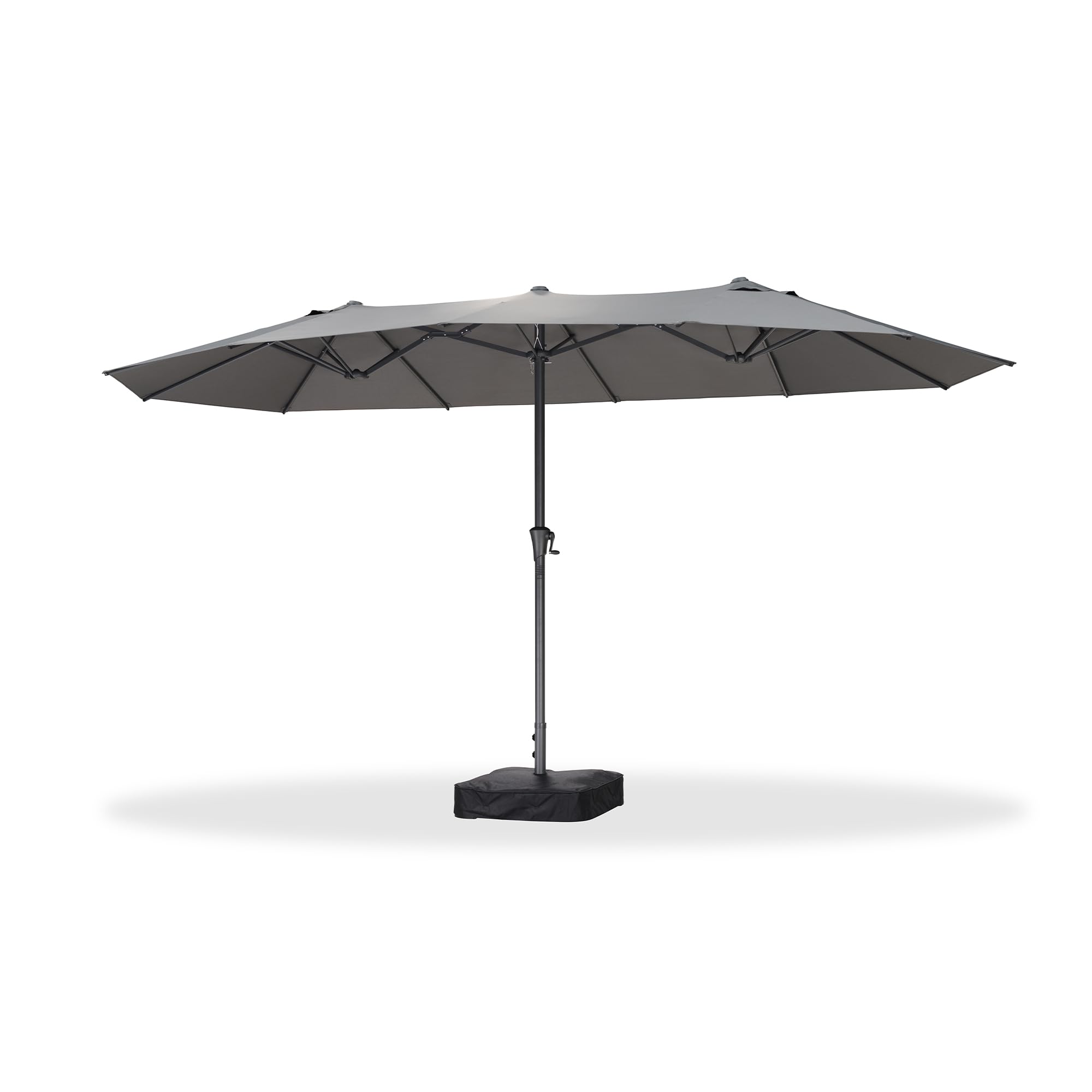 Alt View 8. PURPLE LEAF - 14 ft. Patio Market Umbrella with Base Double-Sided Outdoor Table Sun Umbrellas with Crank for Pool Beach Deck Backyard - Gray.