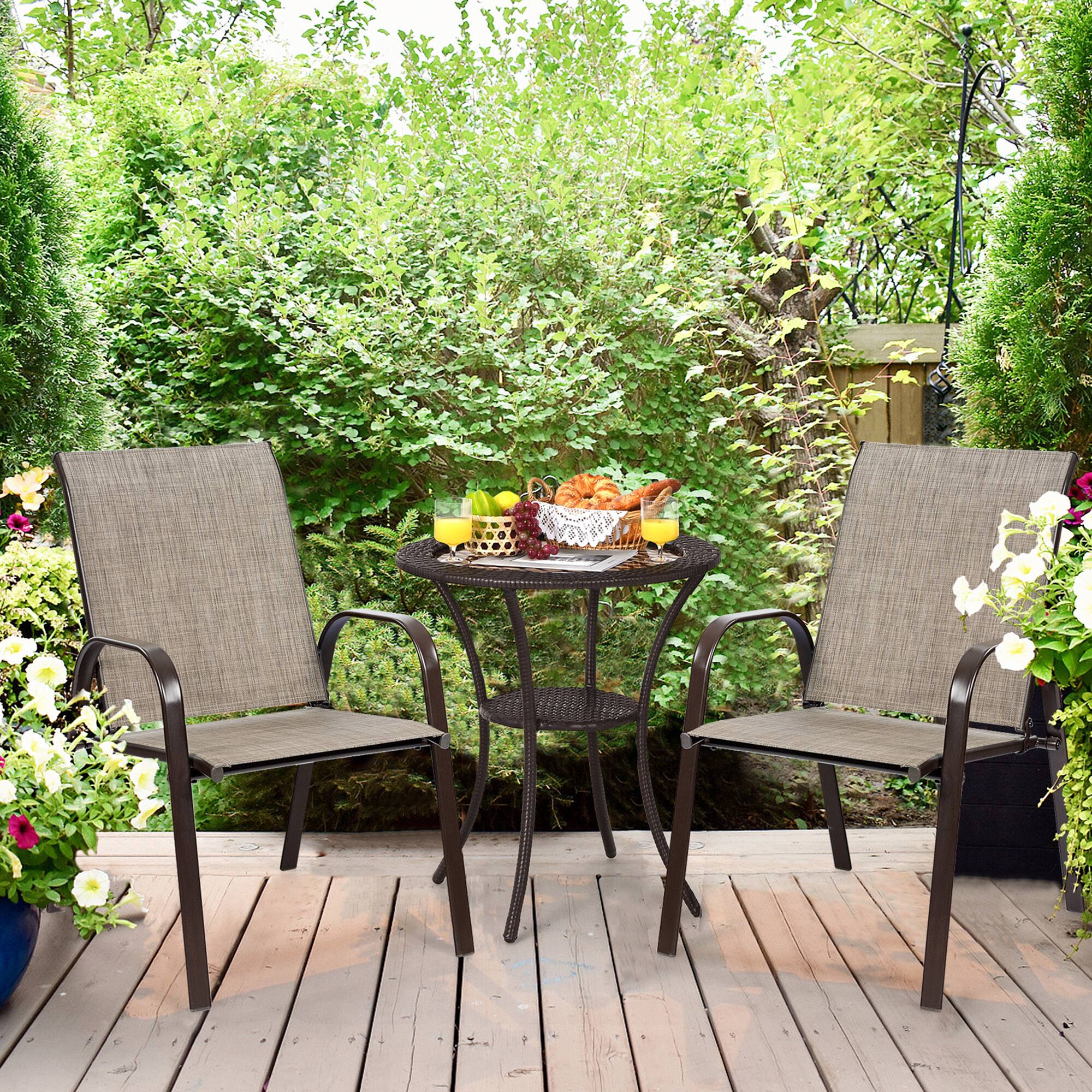 Alt View 3. Gymax - Gymax Set of 2 Patio Chairs Dining Chairs w/ Steel Frame Yard Outdoor Grey - Grey.