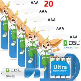 EBL - Ultra High Capacity Energy AAA Batteries 1.5V Triple A Alkaline Battery 10 Years Shelf Life 0 Leakage Safe No Hg No Cd.