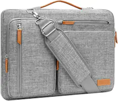 Front. mosiso - 360 Protective Laptop Shoulder Bag 15 inch Computer Messenger Bags for MacBook Air 15 M5 M4 M3 M2/Pro 15/Dell XPS Plus - Gray.