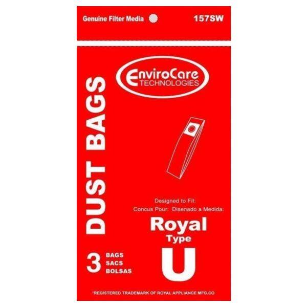 Genuine Filter Media  
1575W  

EnviroCare TECHNOLOGIES  

DUST BAGS  

Designed to Fit:  
Conçu Pour:  
Diseñado para:  

Royal Type U  

3 BAGS  
3 BOLSAS  
3 SACS  

REGISTERED TRADEMARK OF ROYAL APPLIANCE MFG. CO.