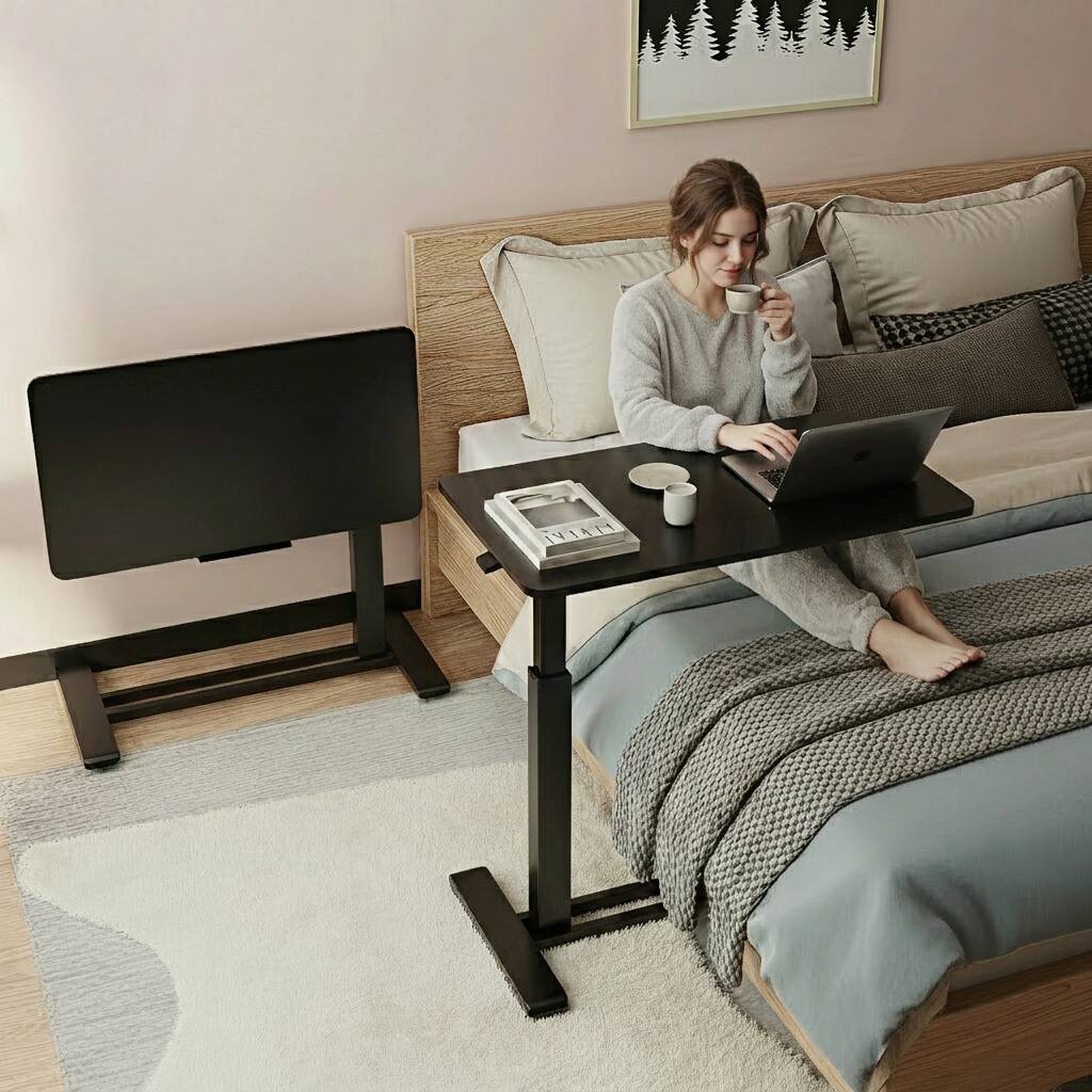 Alt View 6. FlexiSpot - 32 x 18 in H7 Pro Adjustable Height Side Table with Tilting Desktop, Black - Black.