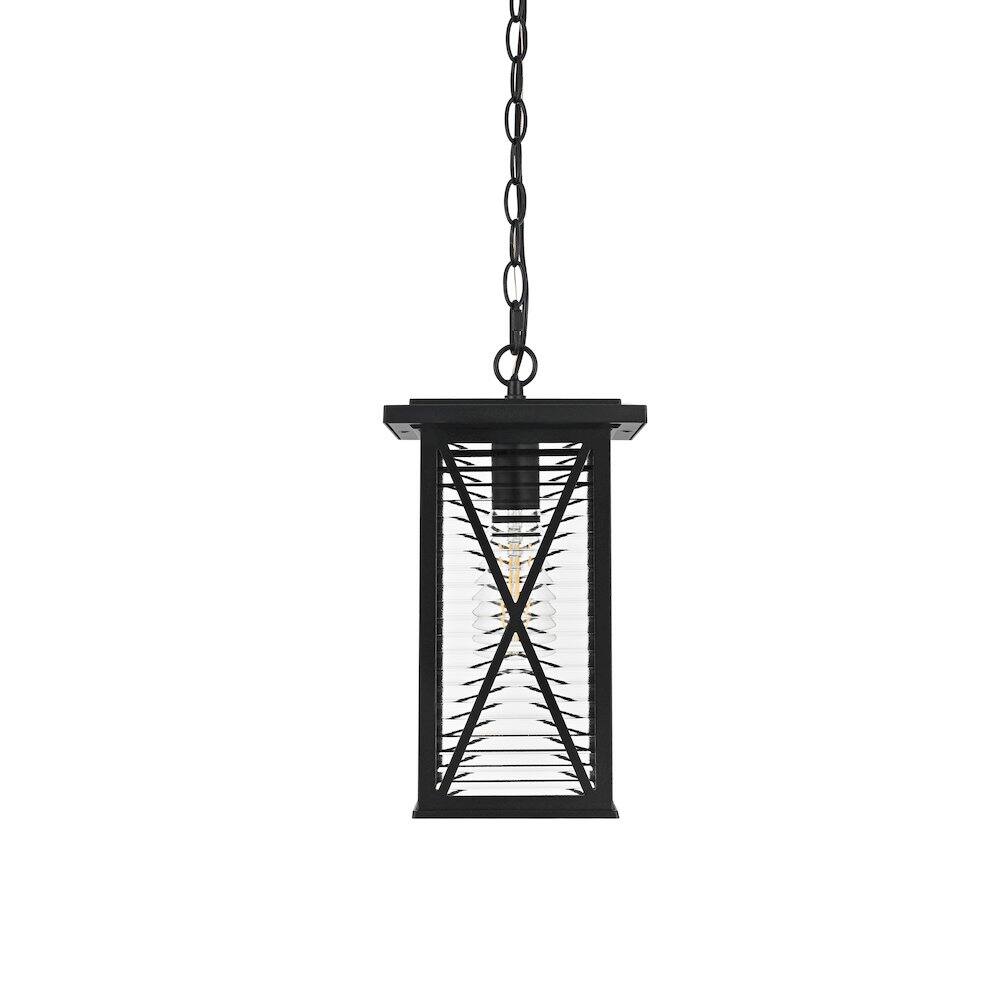 Left. Elegant Lighting - Jada 14 inch Outdoor Pendant in Black - Black And Clear.