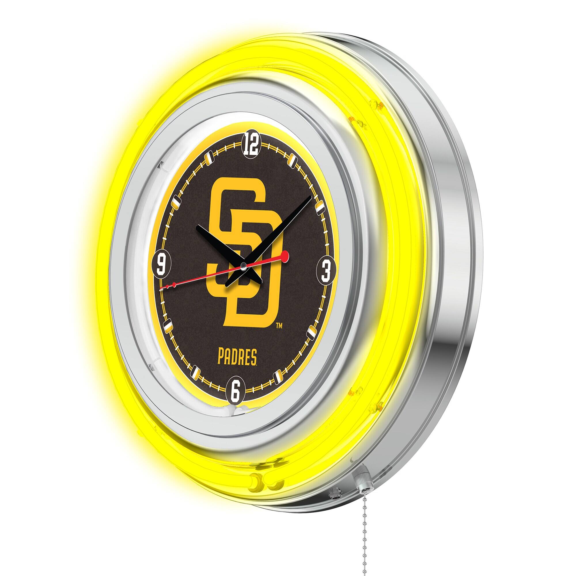 Alt View 1. Holland Bar Stool Co. - San Diego Padres Double-Walled Neon Clock - Multicolor.