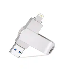 Stock Preferred - 128GB Dual Lightning USB 3.0 Flash Drive for iPhone/iPad/PC - Silver
