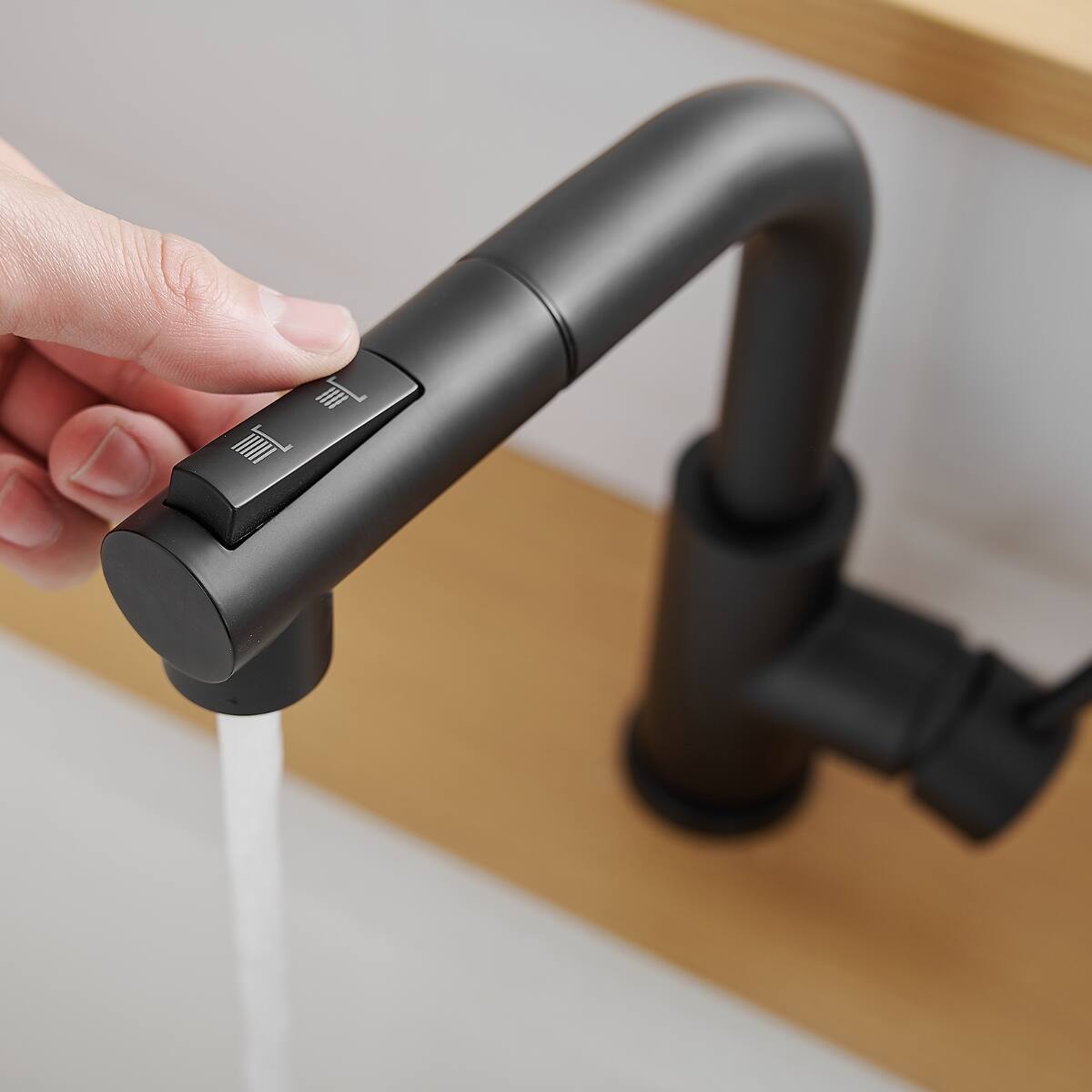 Back. Ropilly - Ropilly Black Kitchen Faucet with Pull Out Sprayer, Single Handle Bar Sink Faucet for Prep or Bathroom Sink - Black.