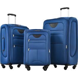 Ecooso - 3-Piece Lightweight Spinner Luggage Set with TSA Lock, Quick-Access Pockets, and 360° Wheels - Blue