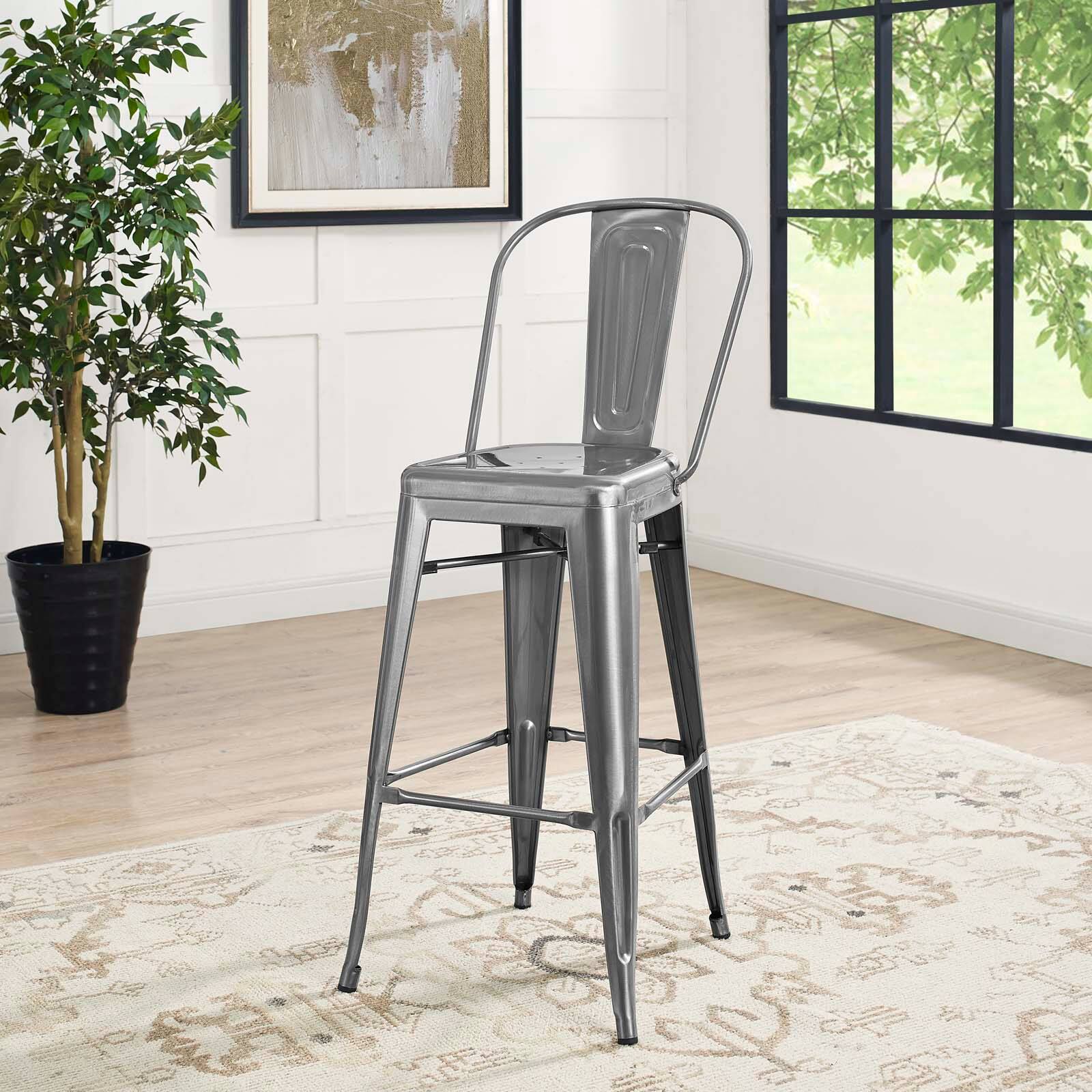 Left. Modway - Promenade Bar Side Stool by Modway - Gunmetal.