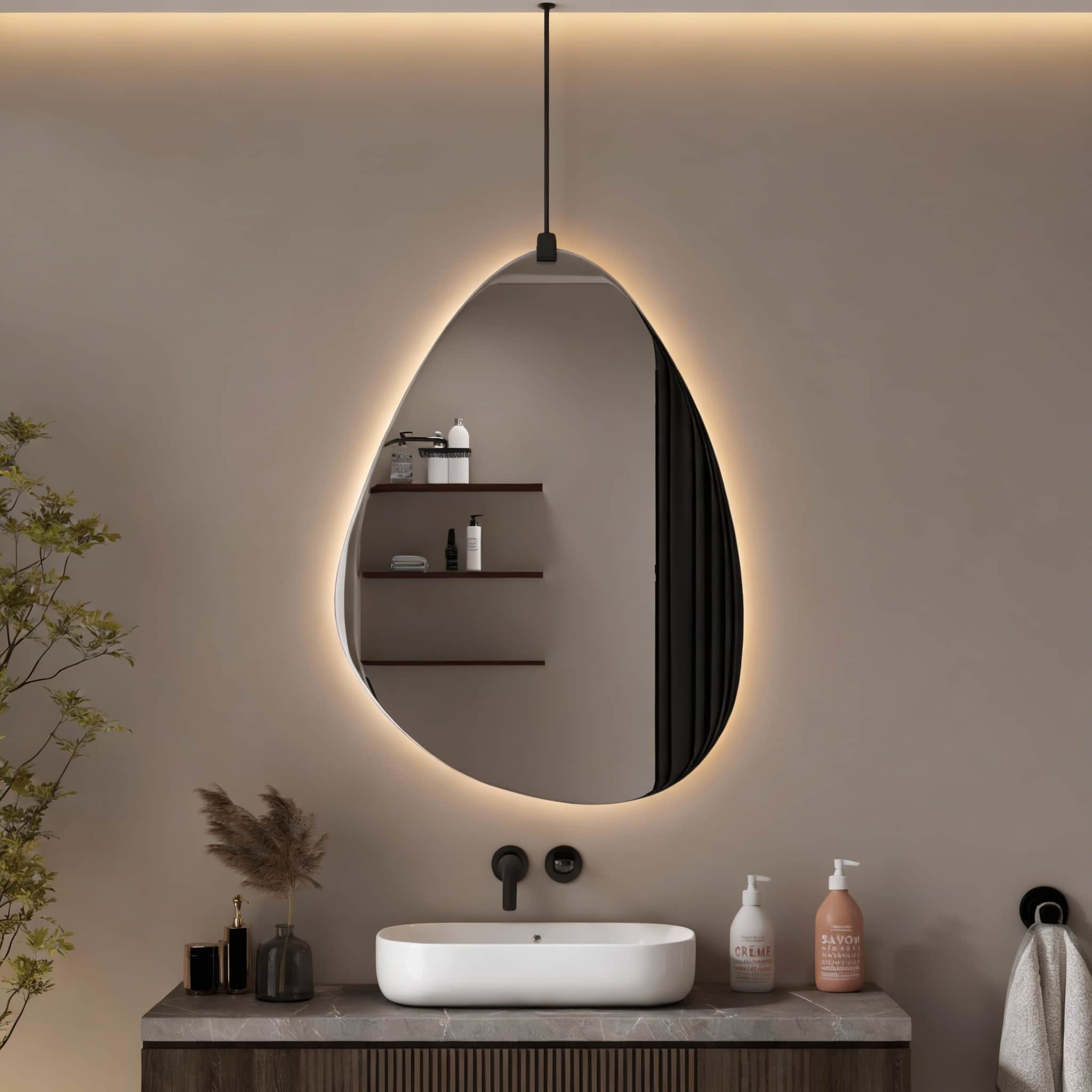 METALTON - Led Mirror For Bathroom Vanity With Lights Human Body Sensing Anti fog Colors And Dimmable Backlit Light Up - 36"L x 28"W