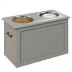 Front. APRILSOUL - Raised Pet Feeding Storage Station with 2 Stainless Steel Bowls Base for Large Dogs and Other Large Pets Gray - Gray.